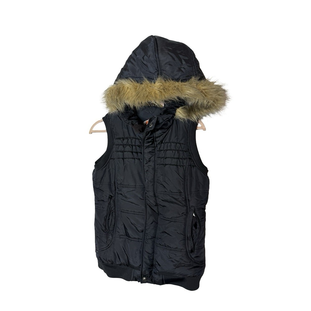 Burton Dry Ride Women's‎ Black Ski Snow Vest Fur Hooded Embroidered Size small